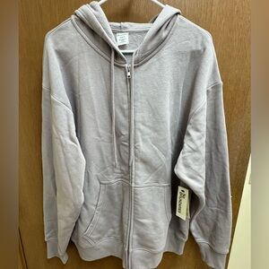 NWT Women’s No Boundaries Oversized Taupe Zip-Up Fleece Hoodie